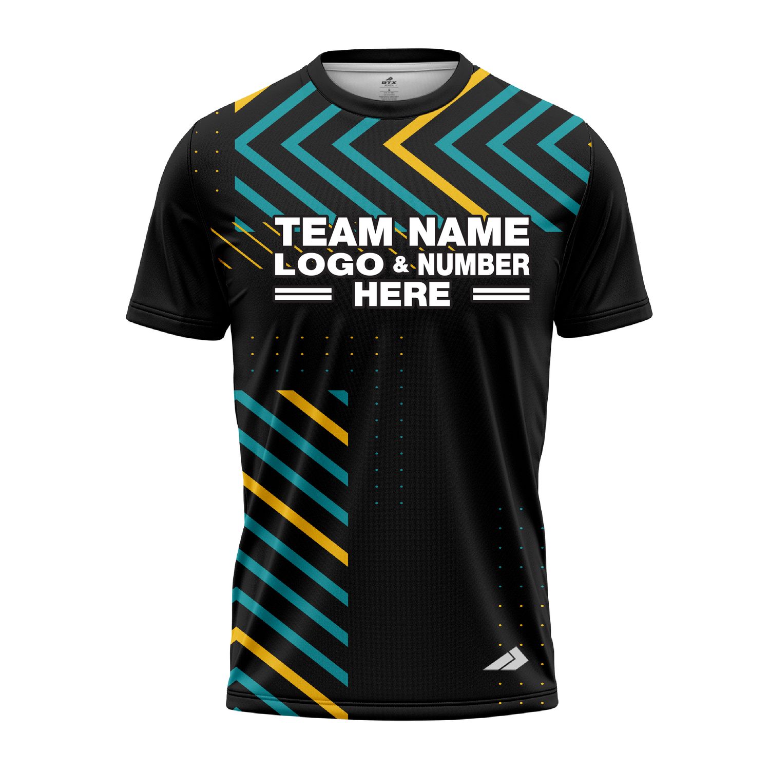 Custom Fully Sublimated Peaks Pattern Black Yellow Teal Performance Jersey 2987
