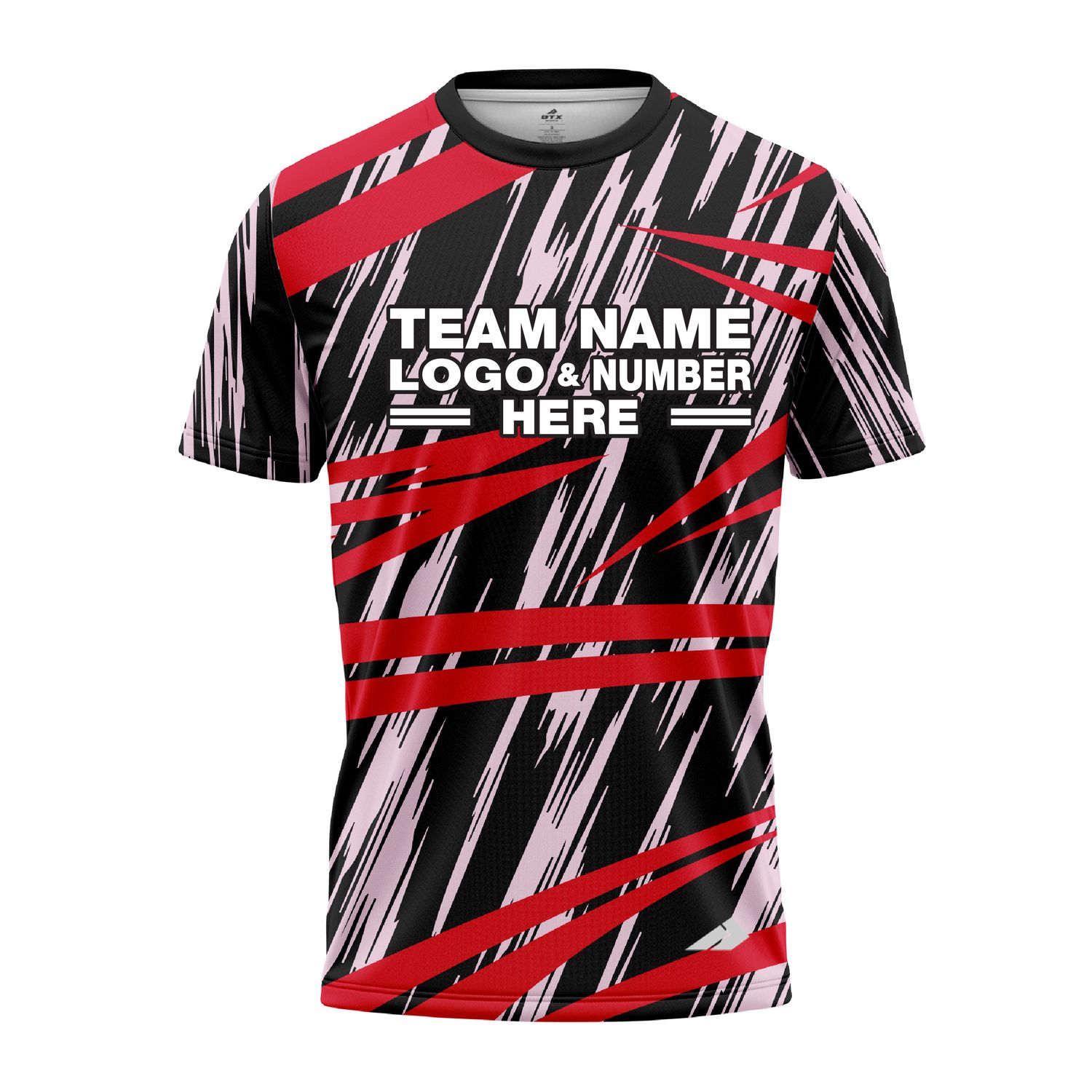 Custom Fully Sublimated Ripped Pattern Black Pink Red Performance Jersey 3197