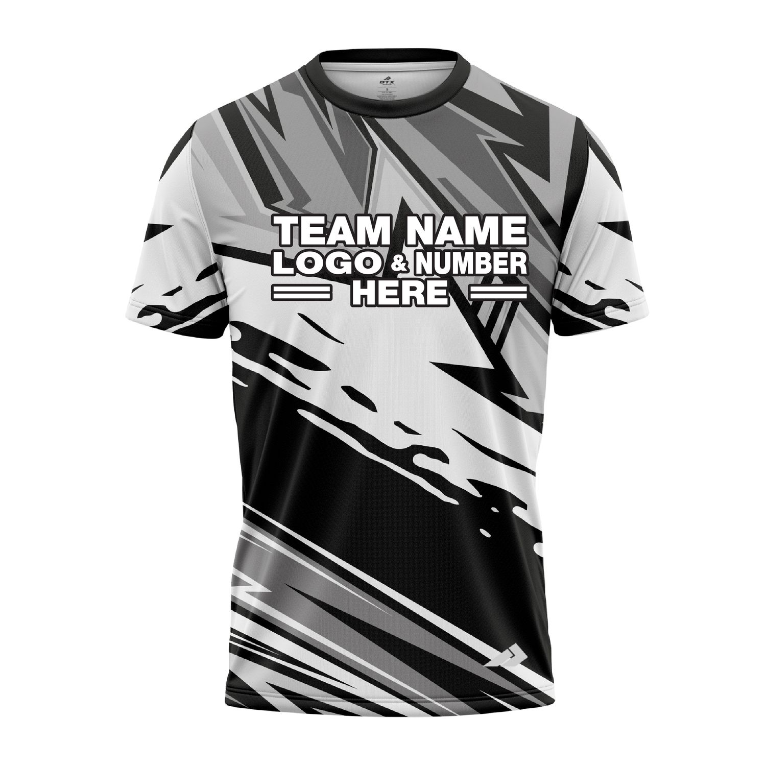Custom Fully Sublimated Energetic Pattern Black Gray White Performance Jersey 3330
