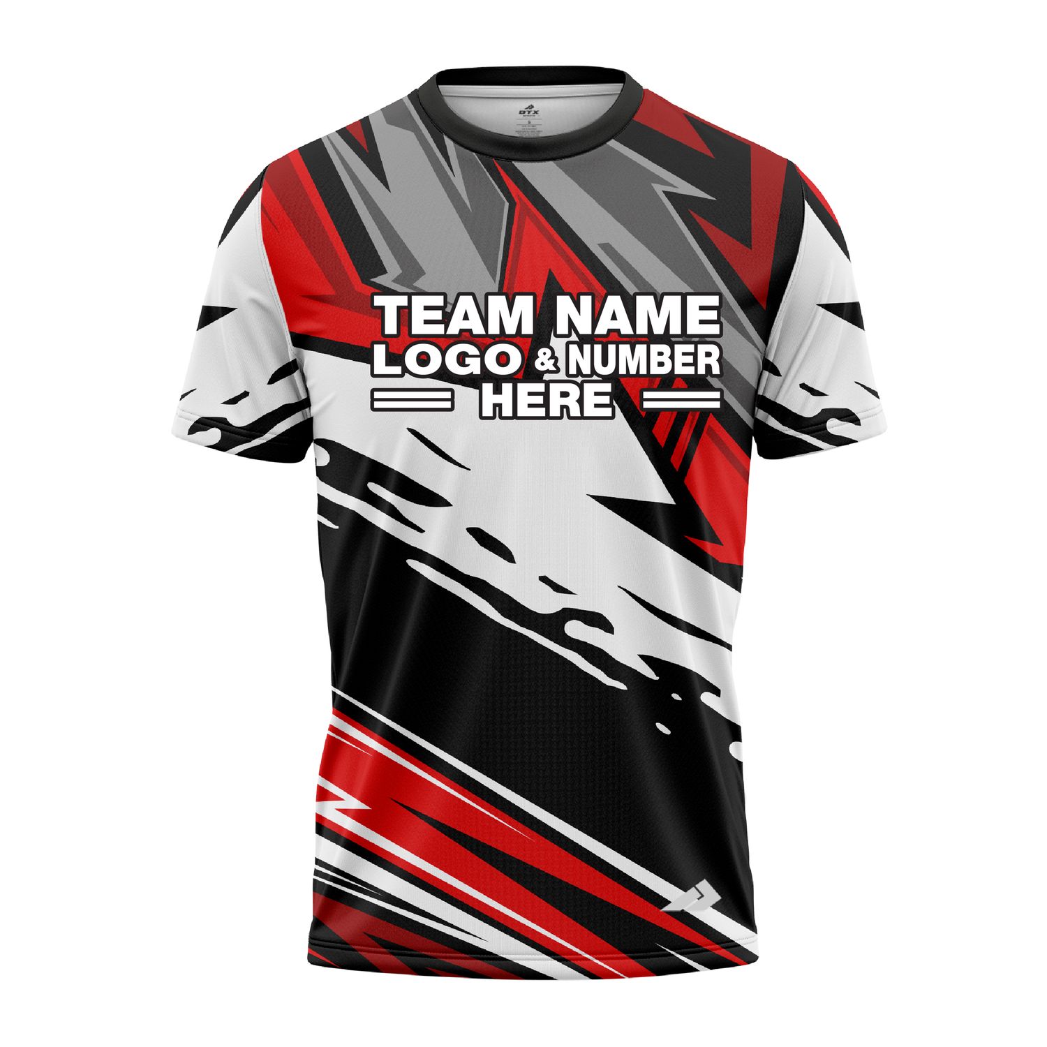 Custom Fully Sublimated Energetic Pattern Black Gray Red Performance Jersey 3337