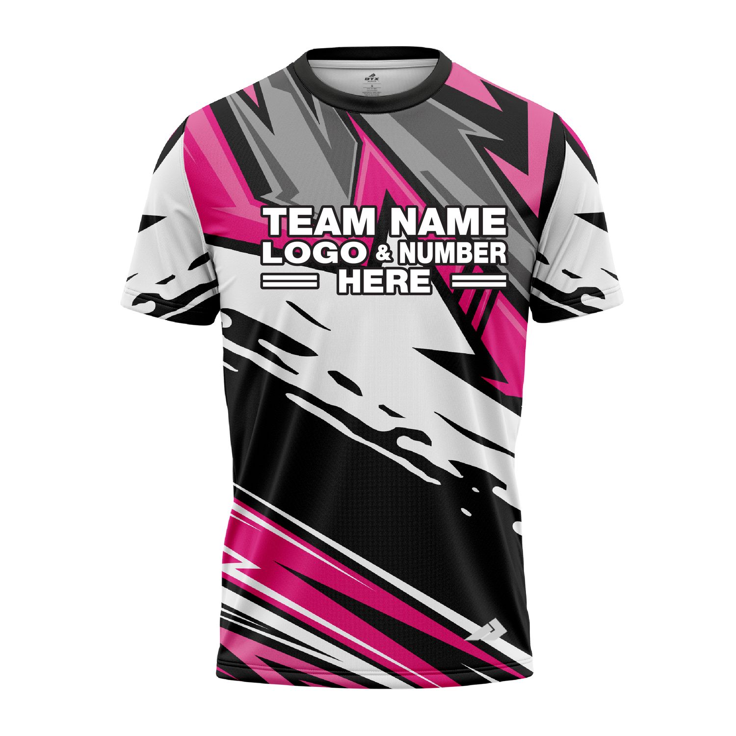Custom Fully Sublimated Energetic Pattern Black Gray Pink Performance Jersey 3351