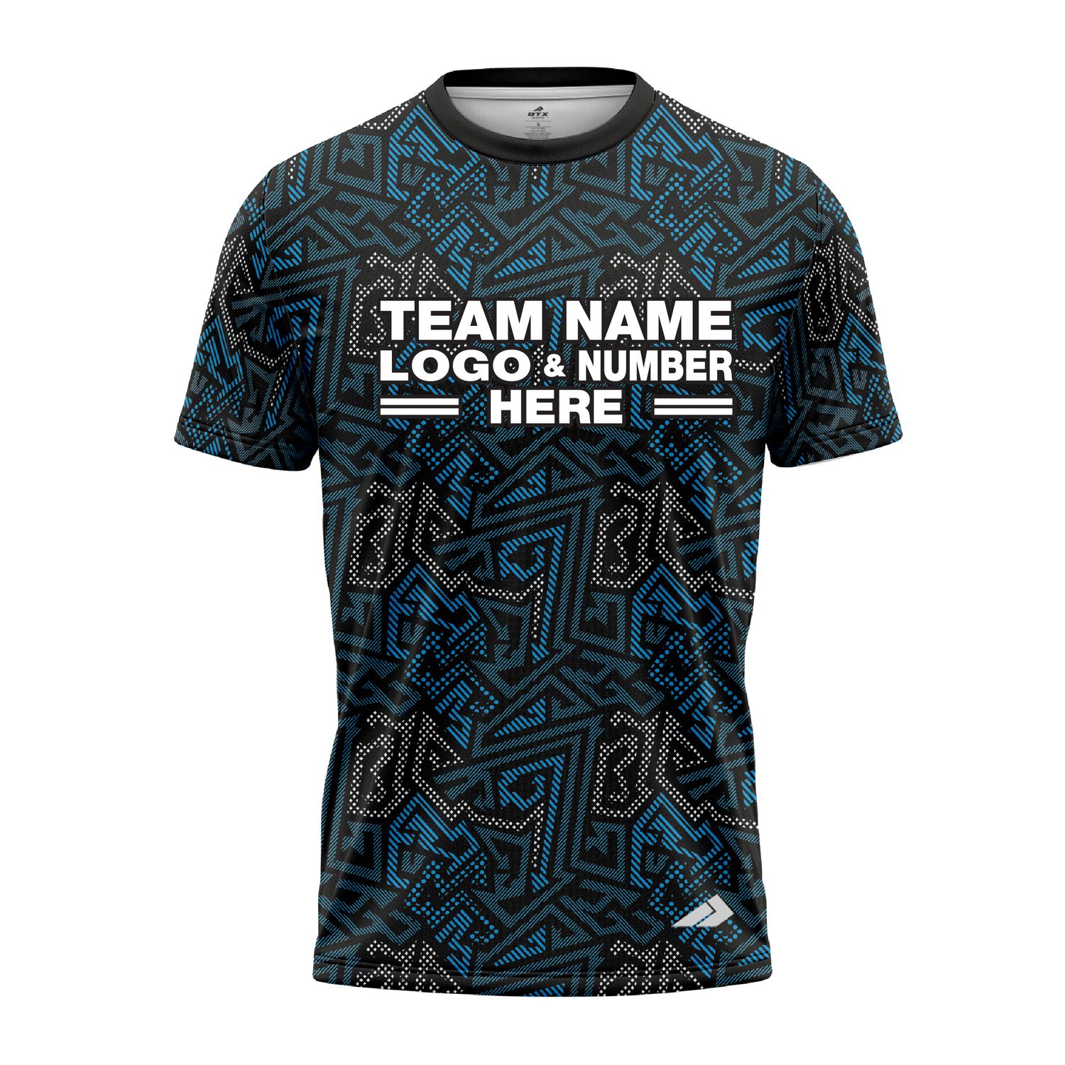 Custom Fully Sublimated Psychedelic Pattern Black Gray Blue Performance Jersey 3393