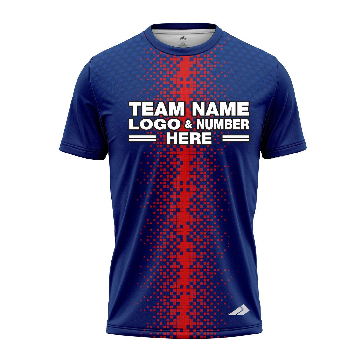 Custom Fully Sublimated Pixel Stripe Pattern Blue Red Performance Jersey 3407