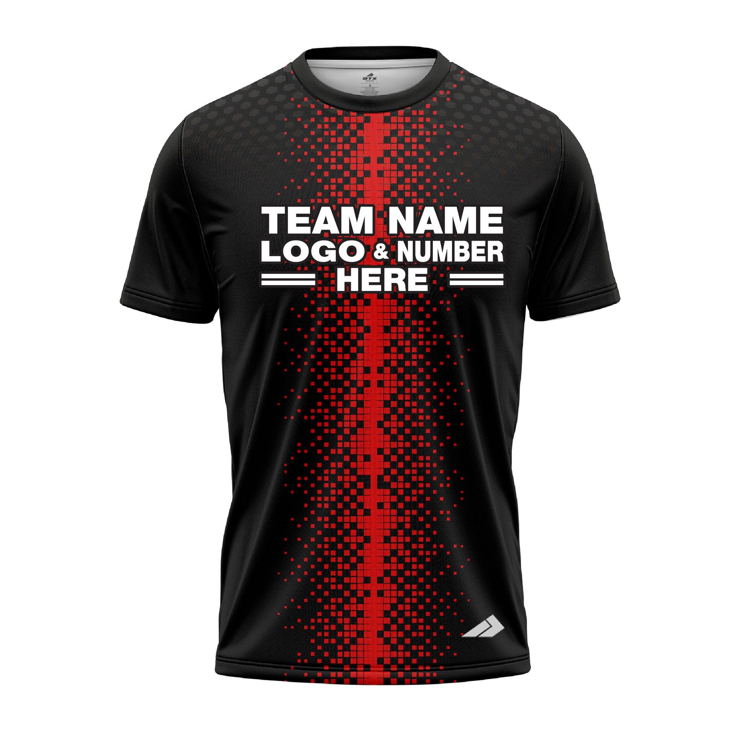 Custom Fully Sublimated Pixel Stripe Pattern Black Red Performance Jersey 3414