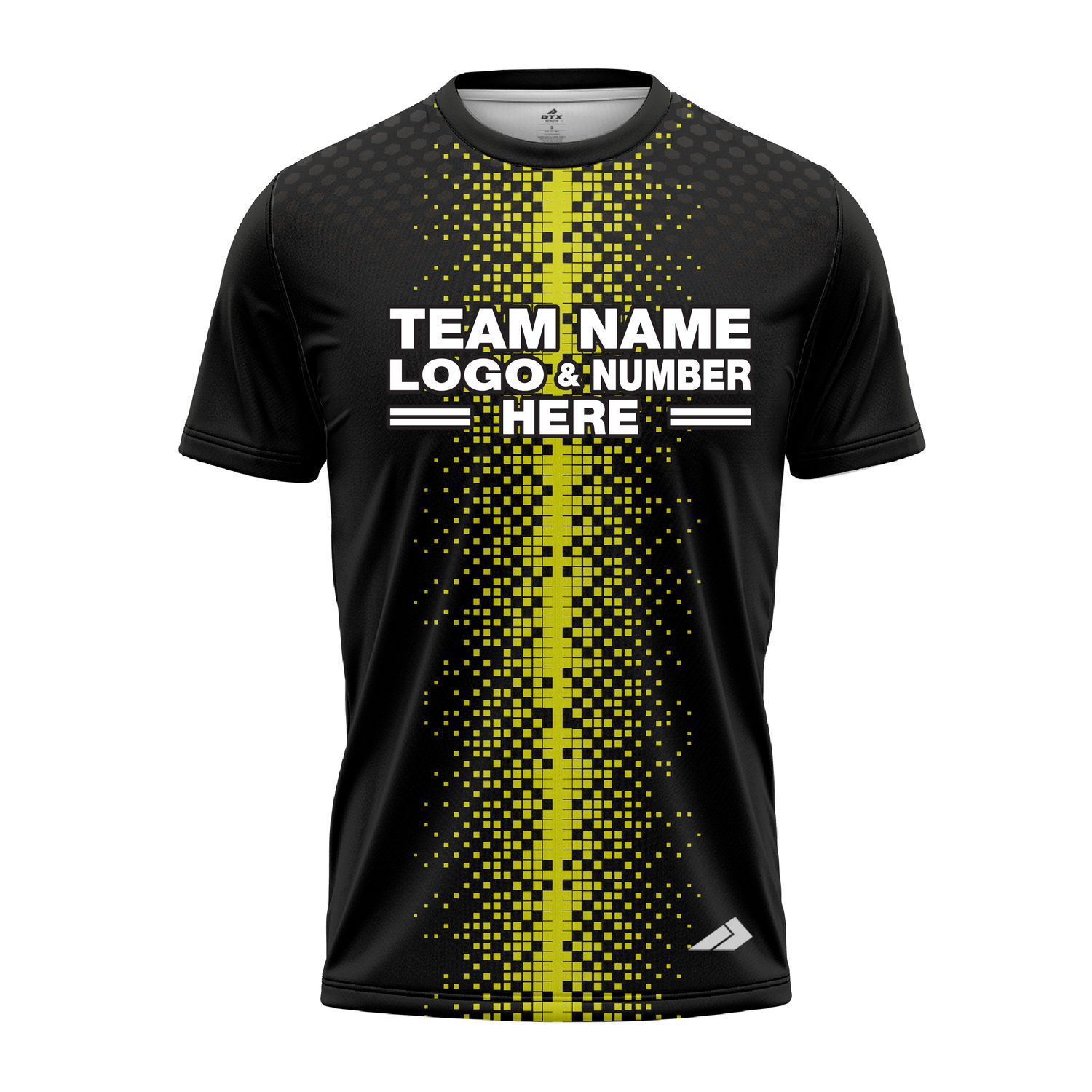 Custom Fully Sublimated Pixel Stripe Pattern Black Yellow Performance Jersey 3421