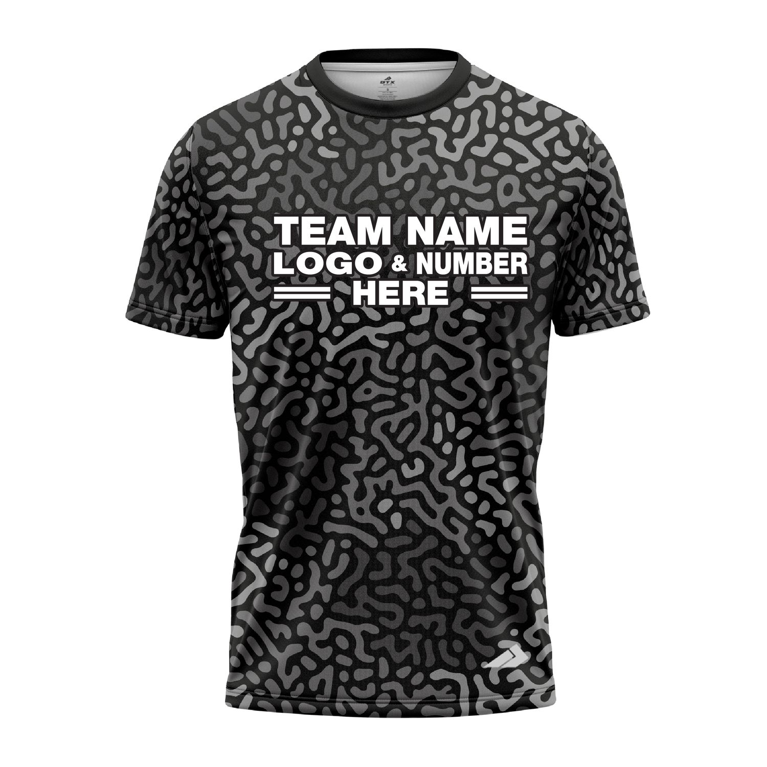 Custom Fully Sublimated Monochrome Maze Pattern Black Performance Jersey 3442