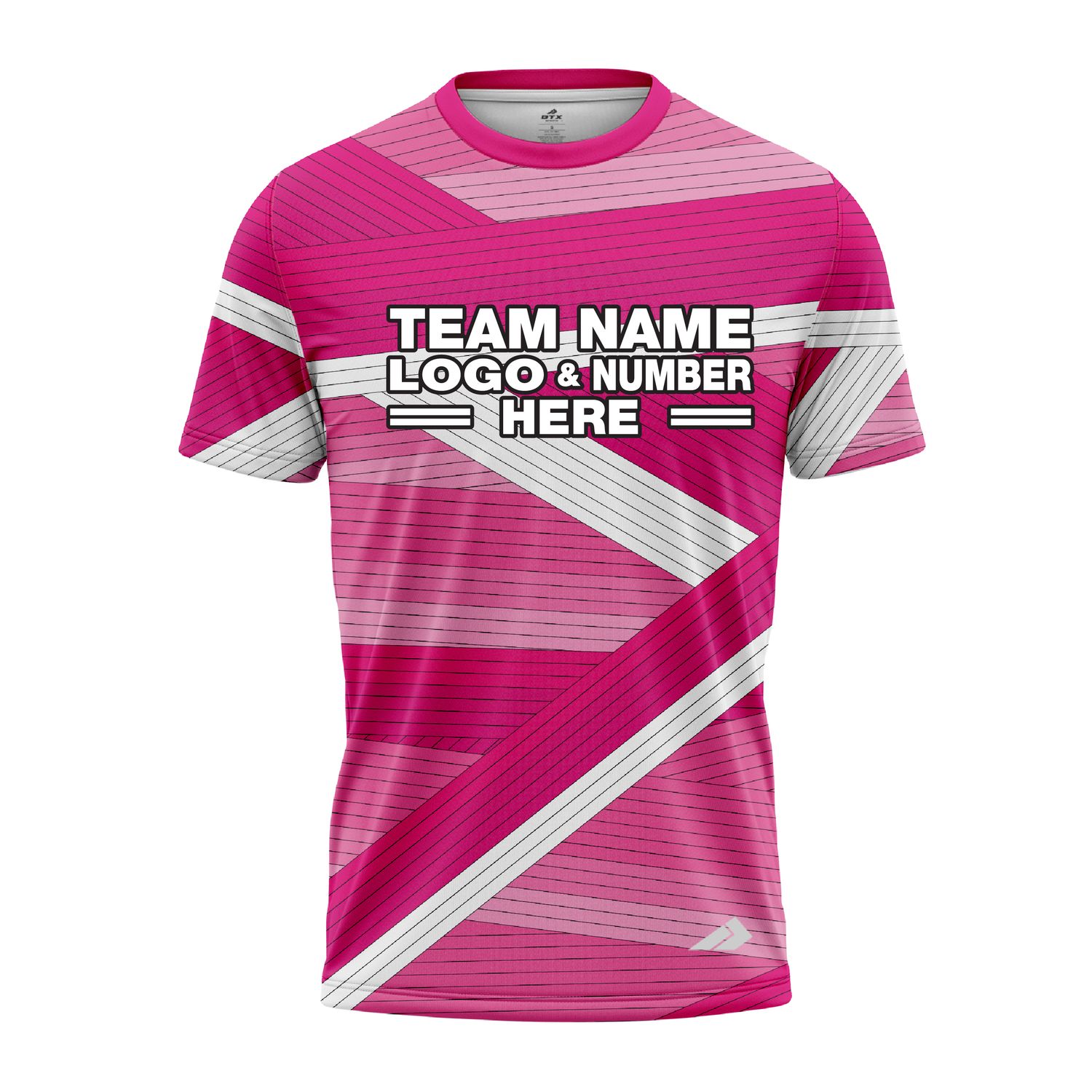 Custom Fully Sublimated Wrapped Lines Pattern Pink Performance Jersey 3477
