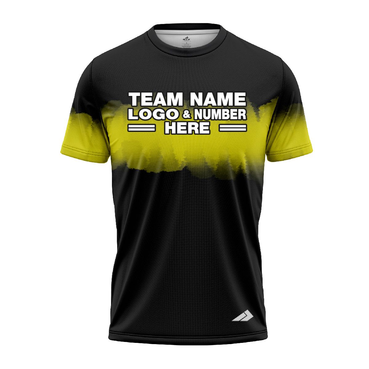 Custom Fully Sublimated Shaded Tie Dye Pattern Black Yellow Performance Jersey 3792