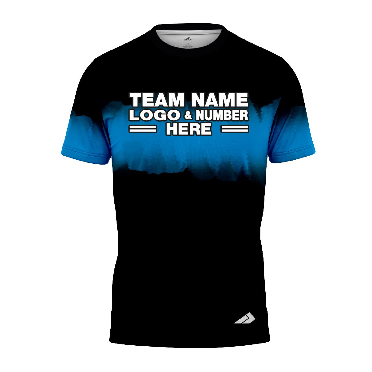 Custom Fully Sublimated Shaded Tie Dye Pattern Black Blue Performance Jersey 3806