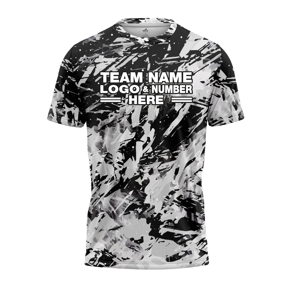 Custom Fully Sublimated Abstract Tie Dye Pattern White Black Performance Jersey 3820