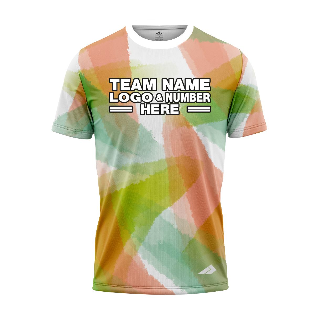Custom Fully Sublimated Blurred Blobs Tie Dye Pattern Orange Green Performance Jersey 3834