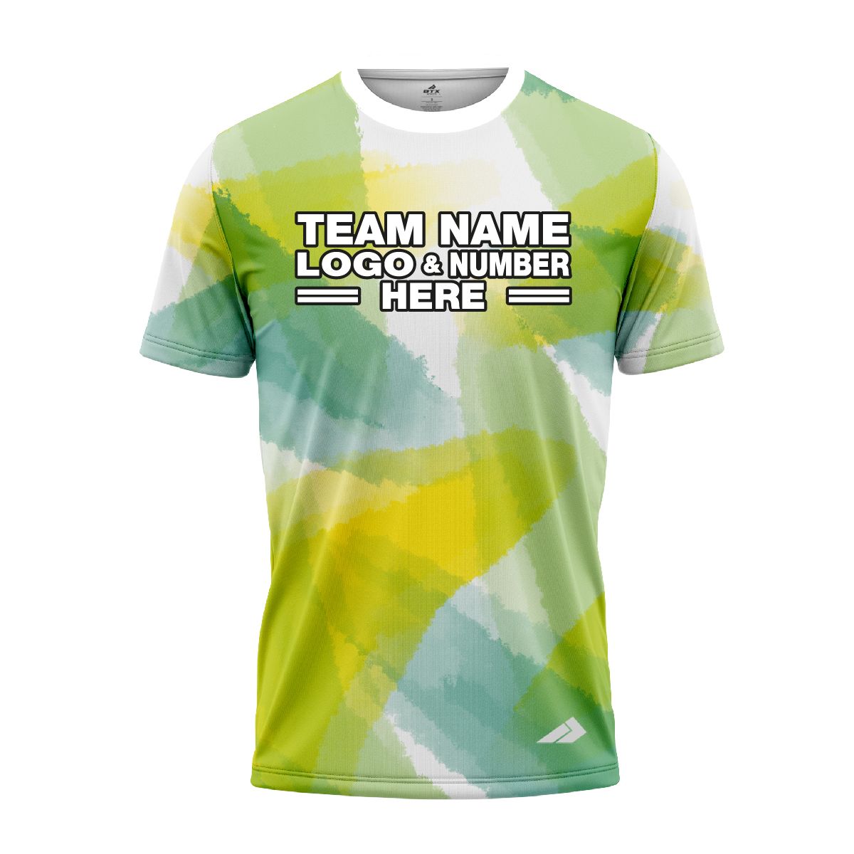 Custom Fully Sublimated Blurred Blobs Tie Dye Pattern Green Yellow Performance Jersey 3848