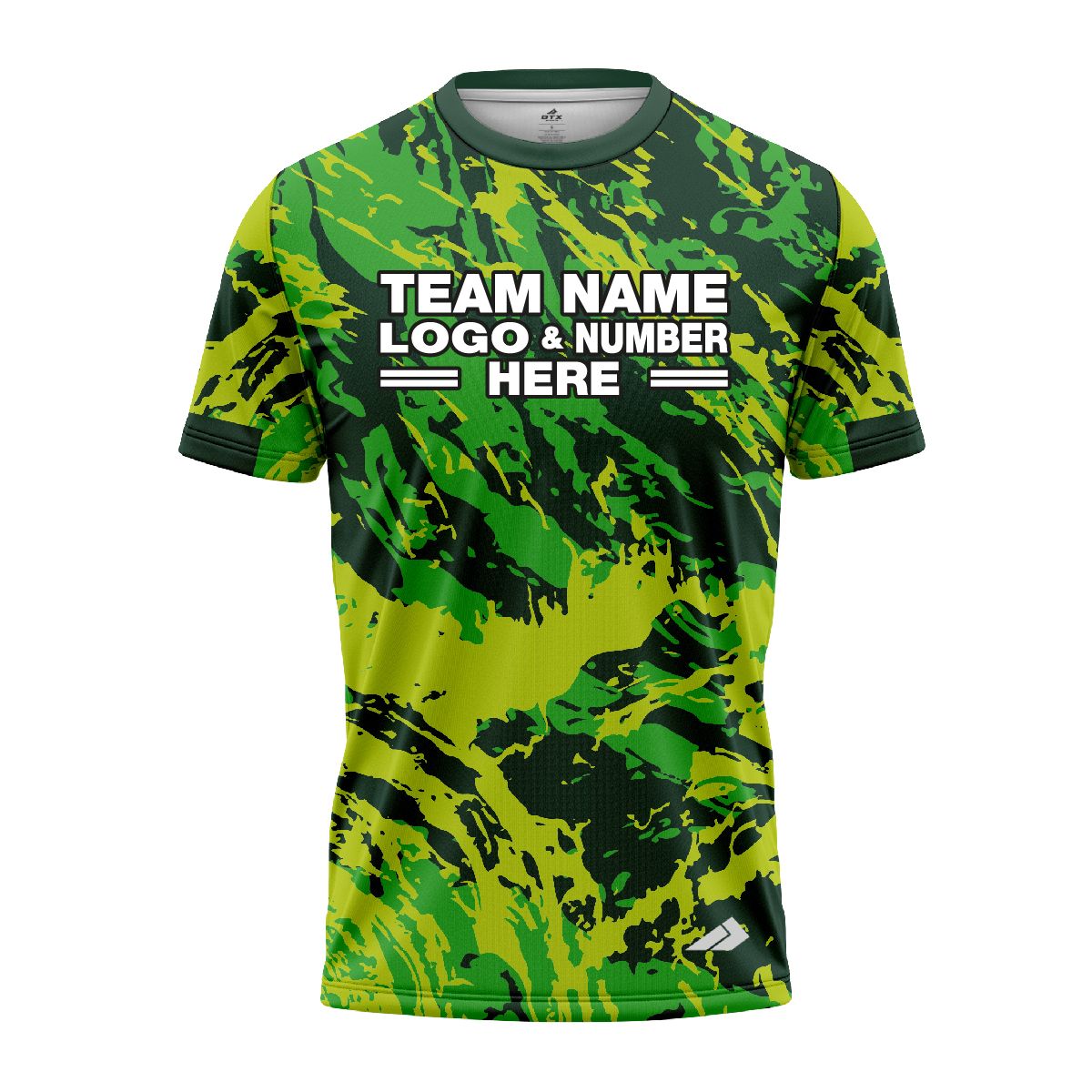 Custom Fully Sublimated Abstract Tie Dye Pattern Tricolor Green Performance Jersey 3855