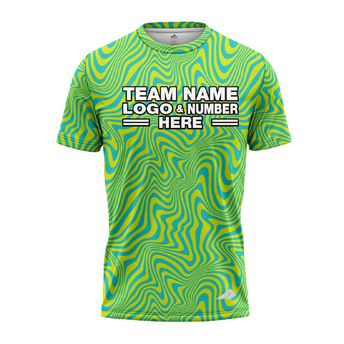 Custom Fully Sublimated Mellow Tie Dye Pattern Green Yellow SkyBlue Performance Jersey 4177
