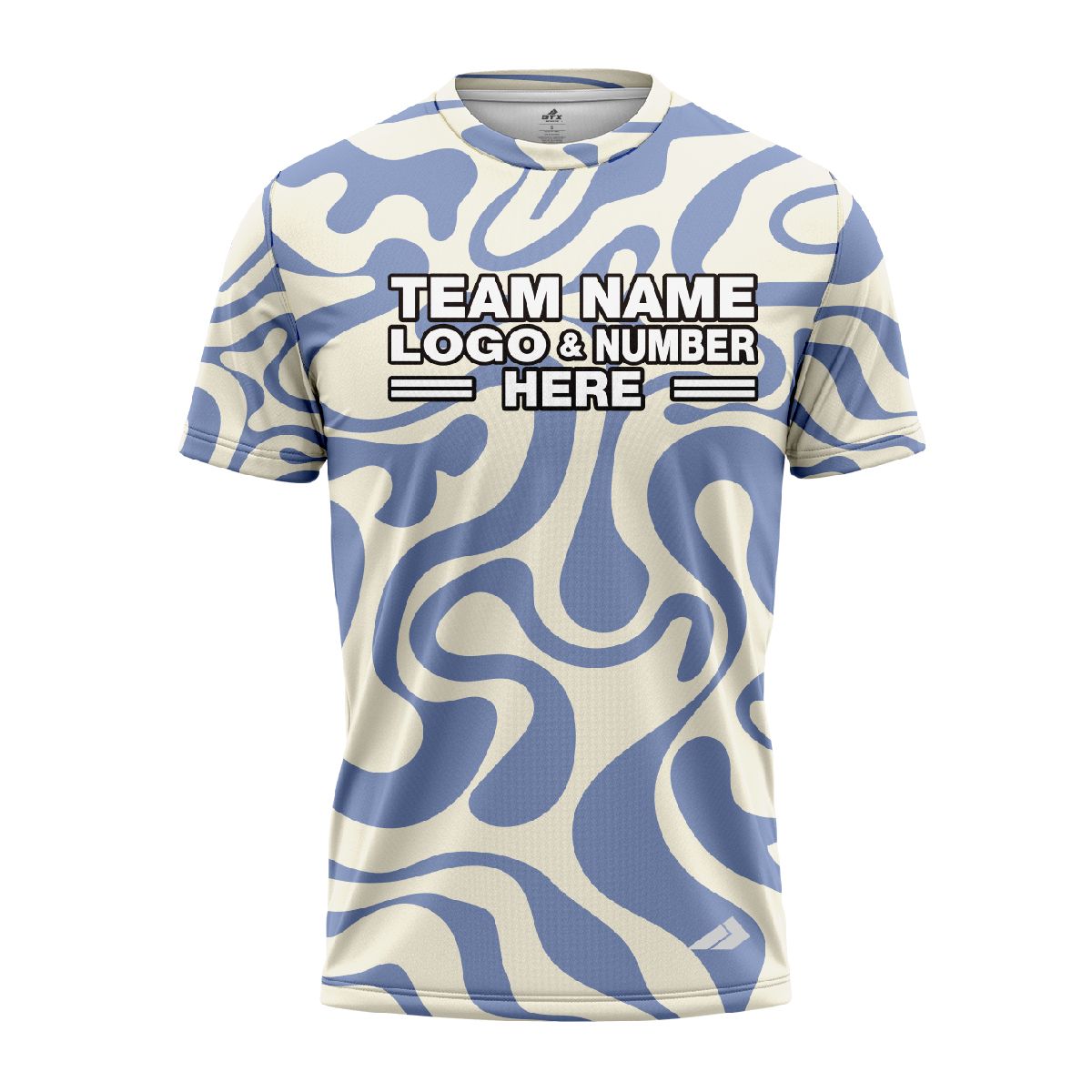 Custom Fully Sublimated Lava Lamp Two Tie Dye Pattern Blue White Performance Jersey 4184