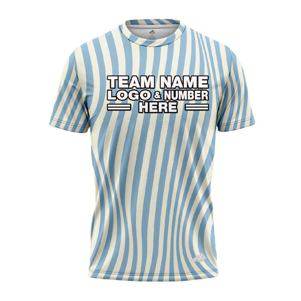 Custom Fully Sublimated Serene Stripes Tie Dye Pattern Blue White Performance Jersey 4198