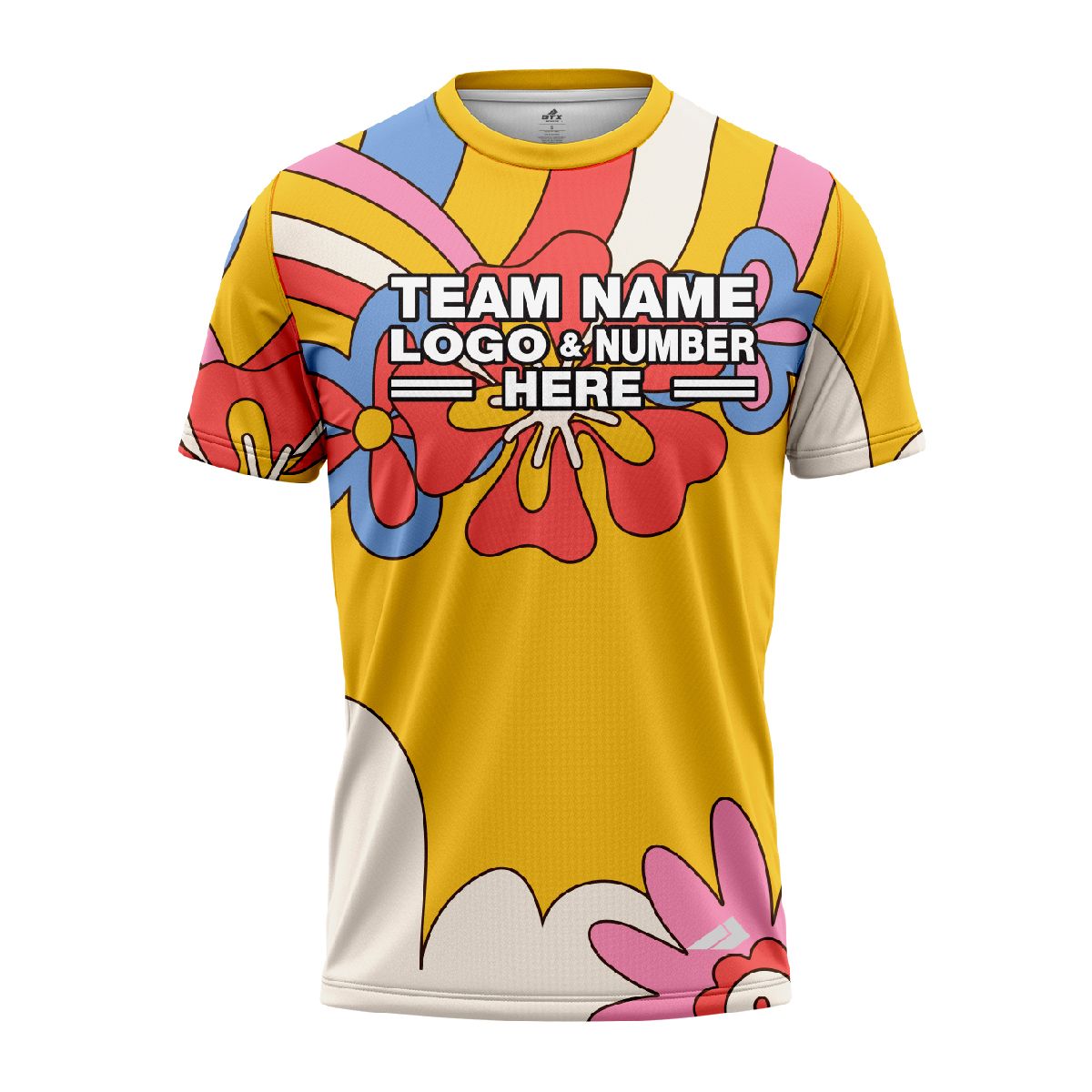 Custom Fully Sublimated Funky Florals Tie Dye Pattern Yellow Multicolor Performance Jersey 4212