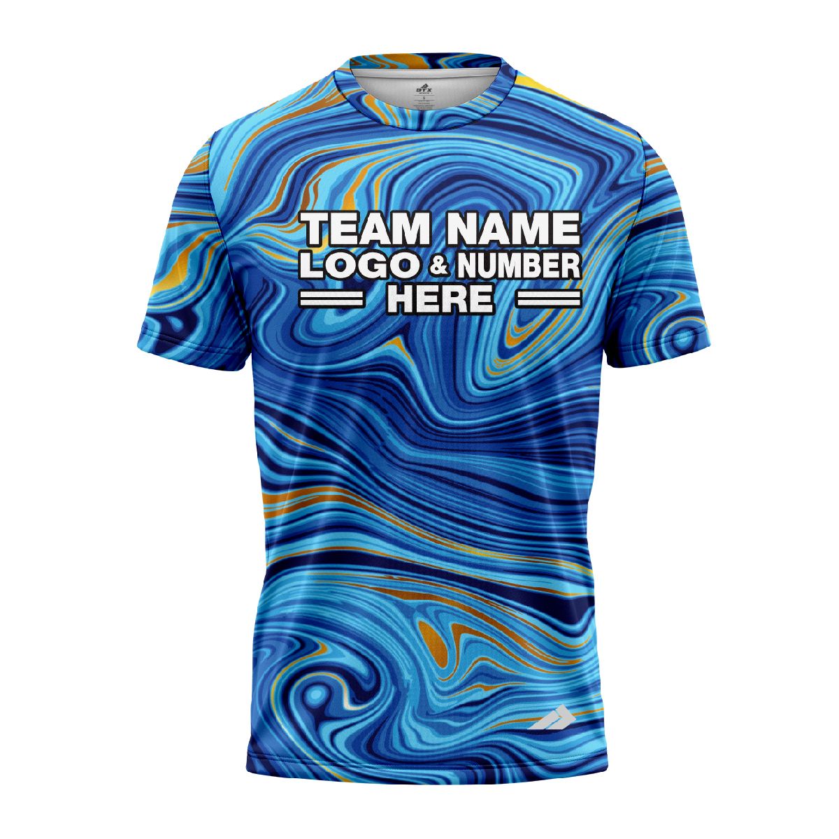 Custom Fully Sublimated Ocean Swirl Tie Dye Pattern Blues Performance Jersey 4226
