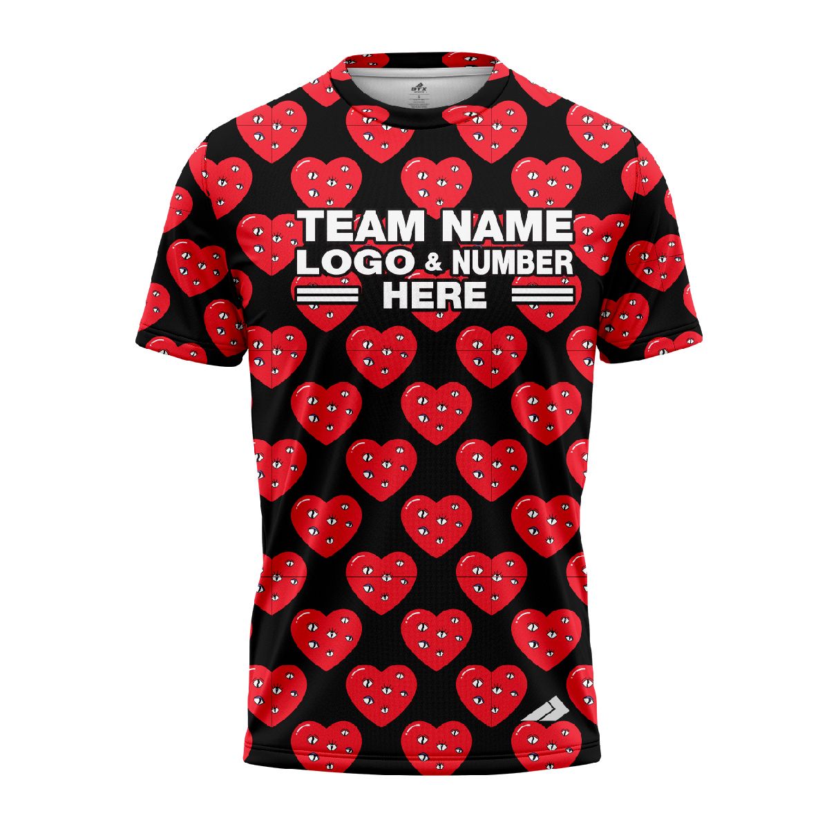 Custom Fully Sublimated Heartbeat Tie Dye Black Red Performance Jersey 4296