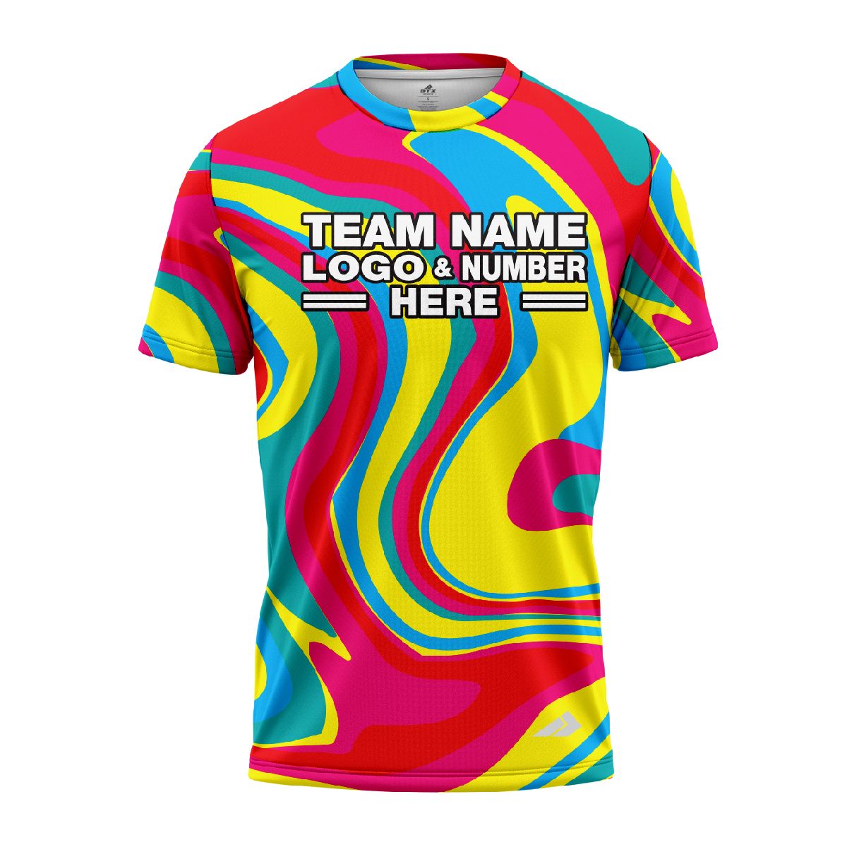 Custom Fully Sublimated Vivid Vortex Tie Dye Red Pink Yellow Blue Performance Jersey 4303