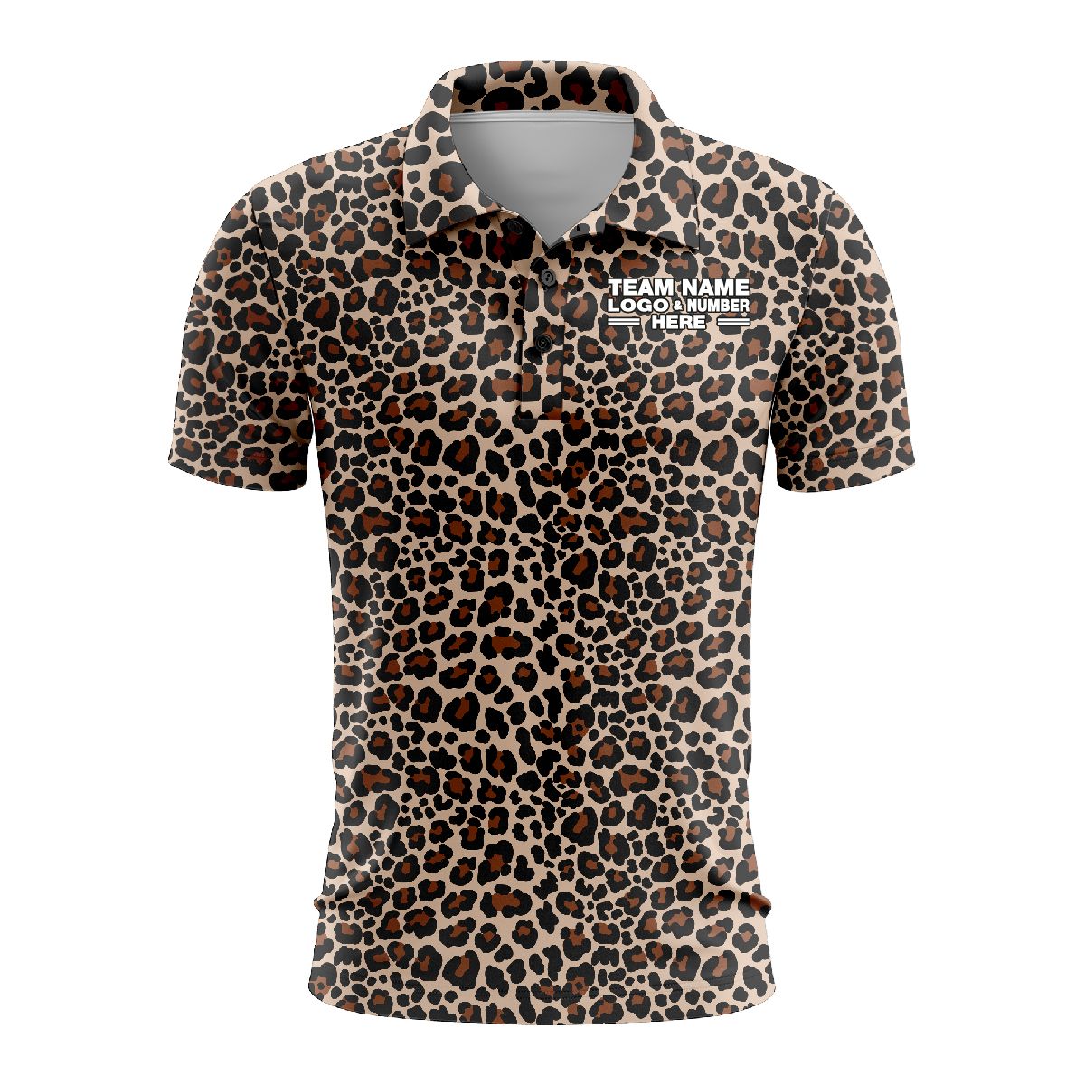 Custom Fully Sublimated Wild Animal Print Pattern Black Orange Performance Polo Shirt 4401