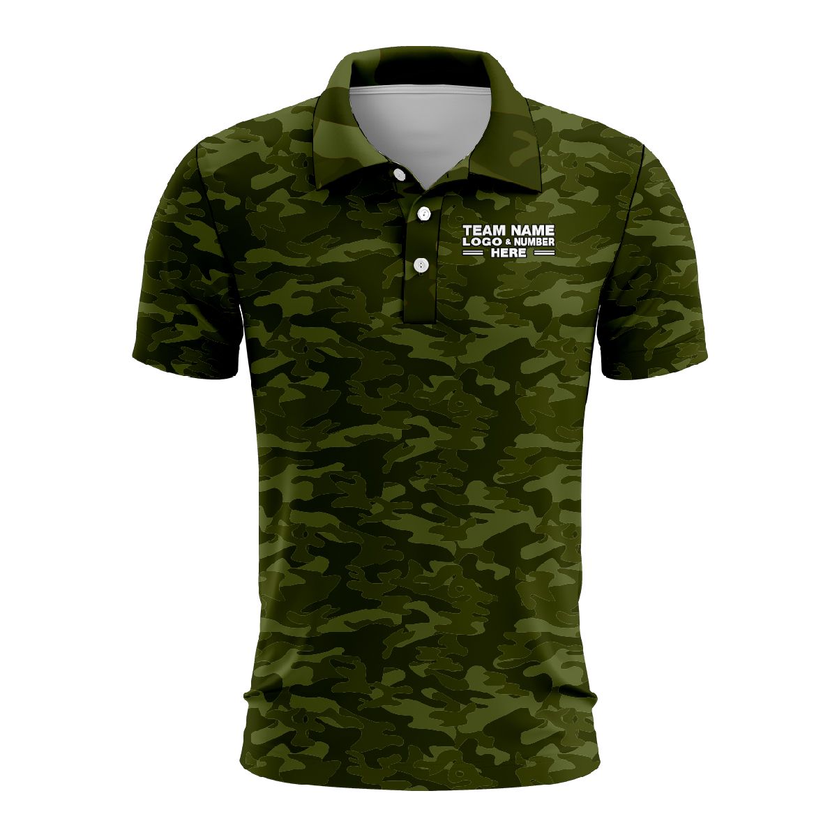 Custom Fully Sublimated Natural Camo Pattern Green Performance Polo Shirt 4415