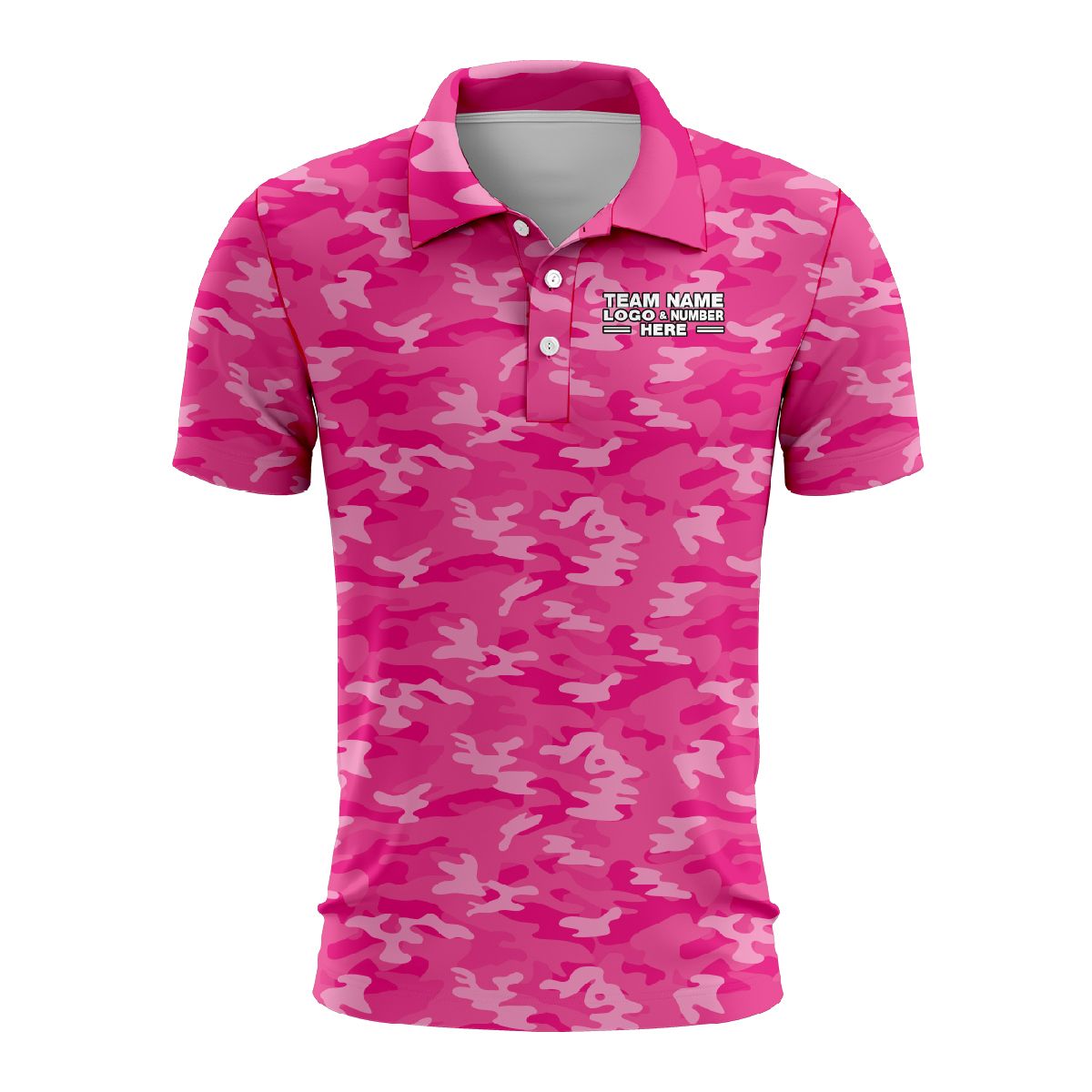 Custom Fully Sublimated Stealth Camo Pattern Pink Performance Polo Shirt 4422
