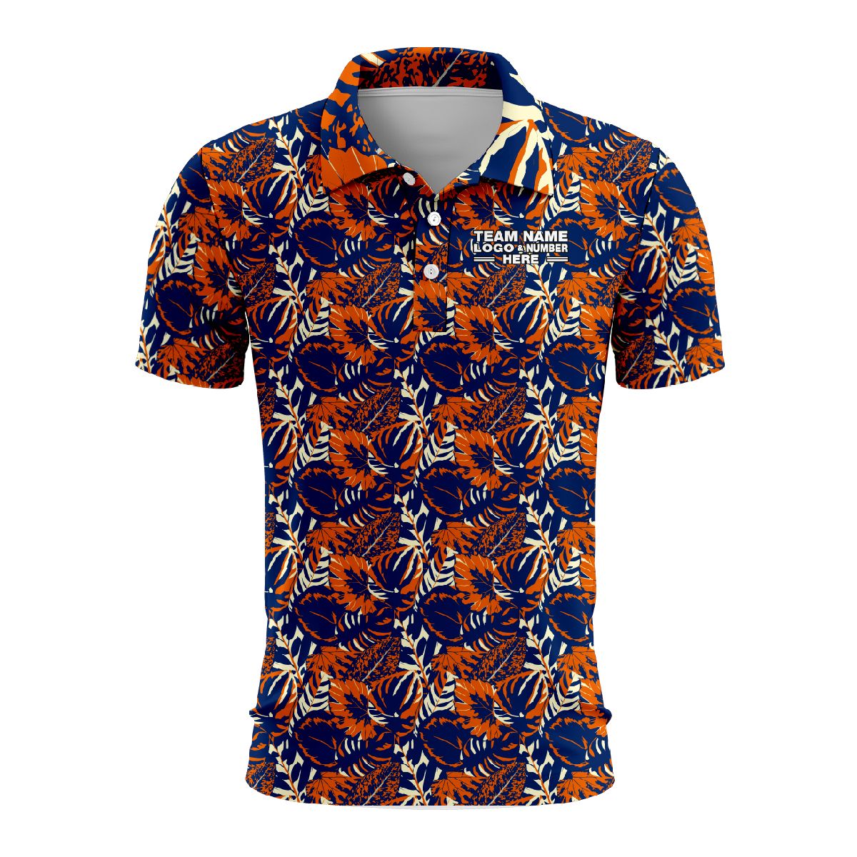 Custom Fully Sublimated Floral Pattern Blue Orange Performance Polo Shirt 4443