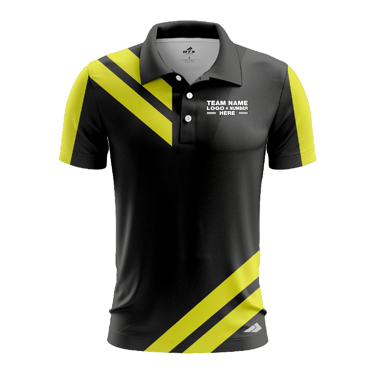 Custom Fully Sublimated Sport Neon Pattern Black Yellow Performance Polo Shirt 4492