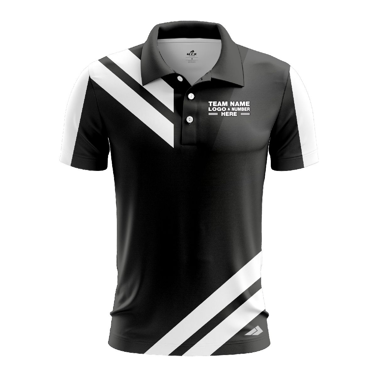 Custom Fully Sublimated Sport Neon Pattern Black White Performance Polo Shirt 4506