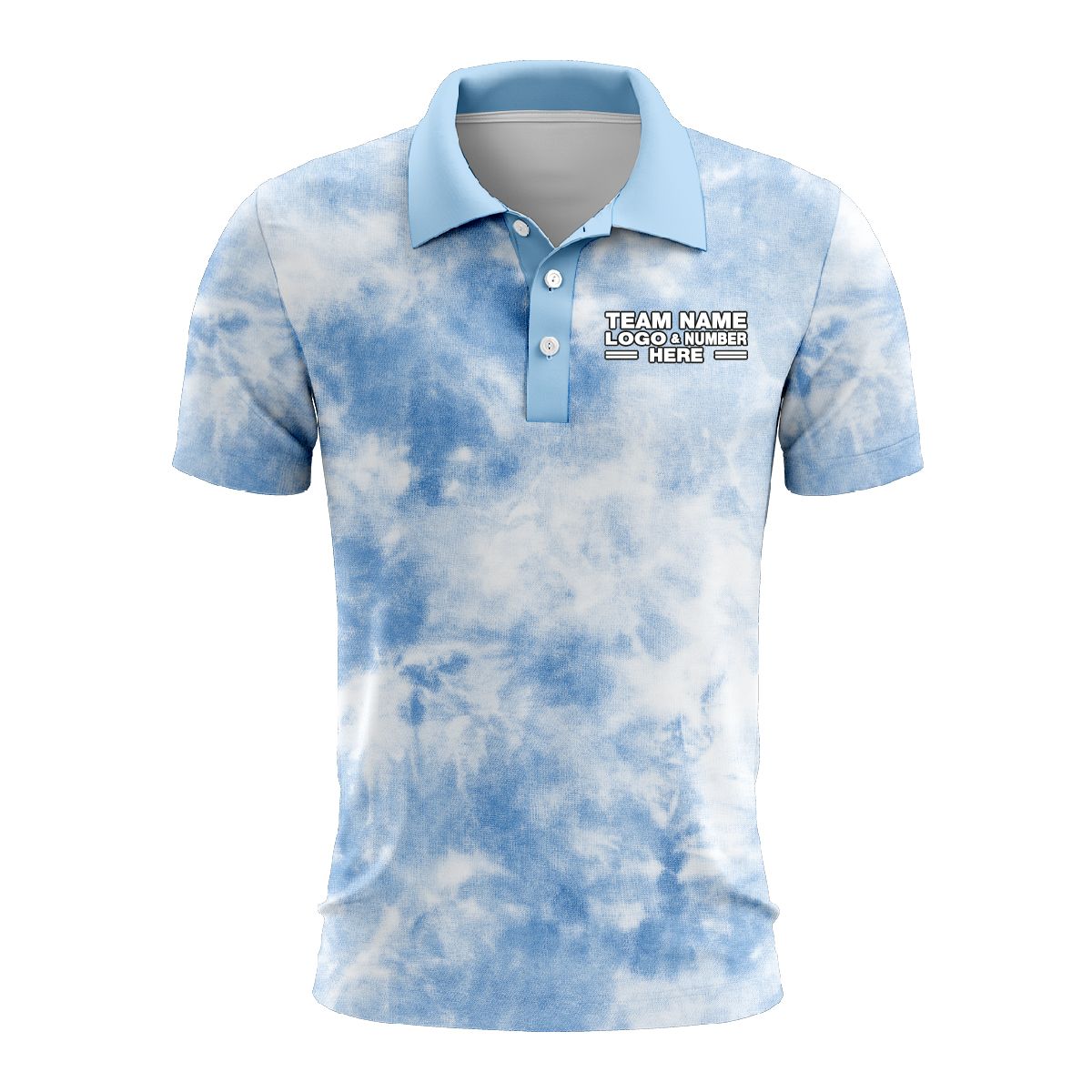 Custom Fully Sublimated Basic Tie Dye Pattern SkyBlue Performance Polo Shirt 4548