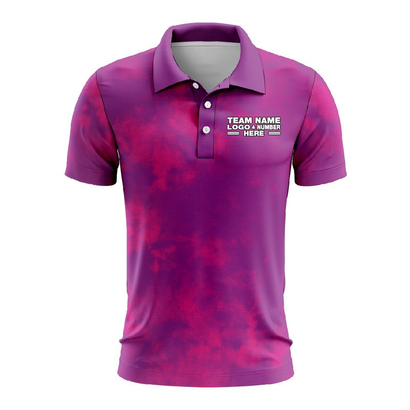Custom Fully Sublimated Basic Tie Dye Pattern Violet Performance Polo Shirt 4562