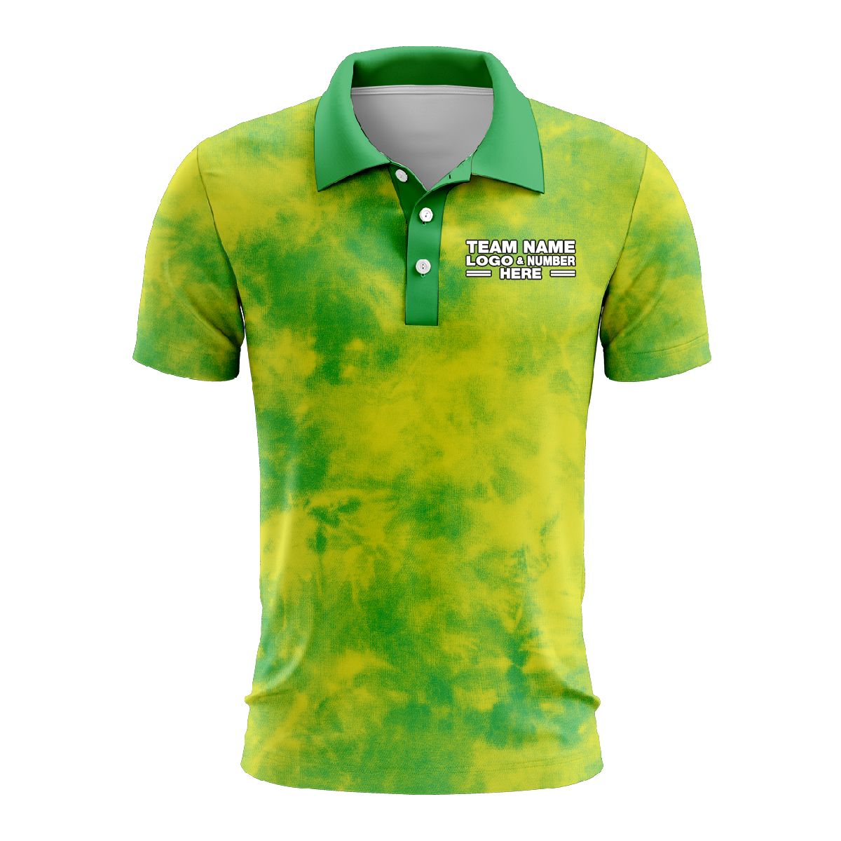 Custom Fully Sublimated Basic Tie Dye Pattern Green Performance Polo Shirt 4555
