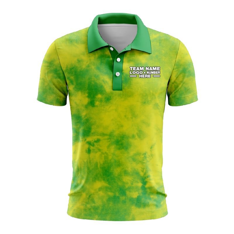 Custom Fully Sublimated Basic Tie Dye Pattern Green Performance Polo Shirt 4555