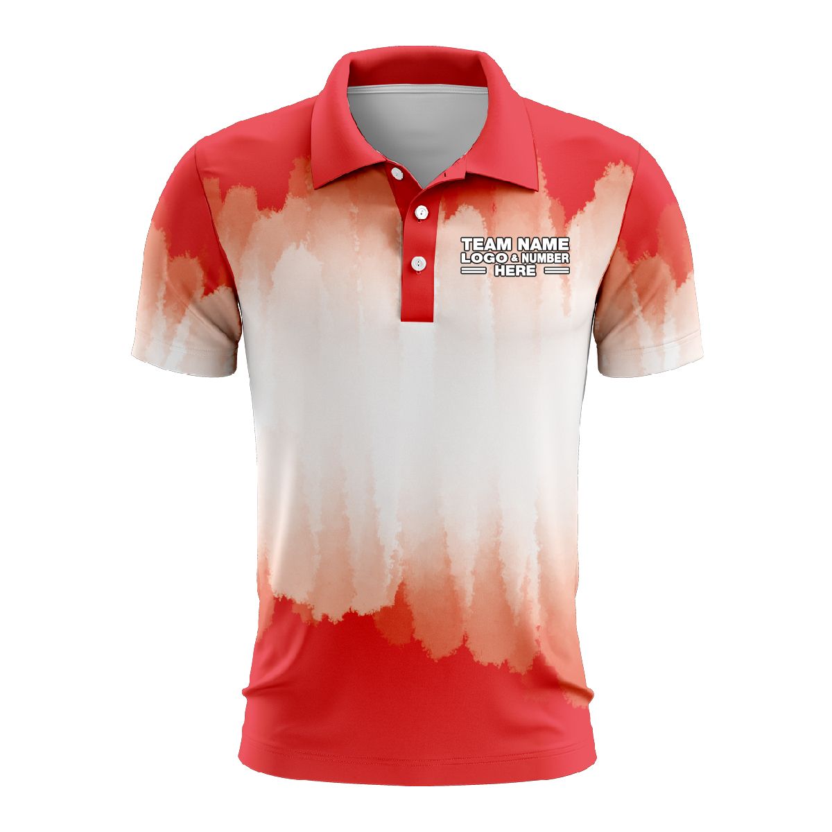 Custom Fully Sublimated Brushed Tie Dye Pattern Red White Performance Polo Shirt 4576