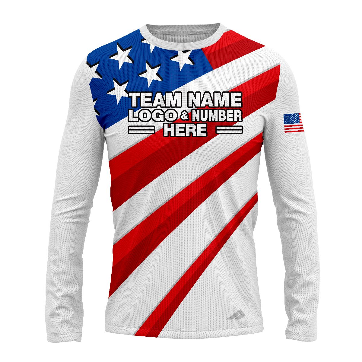 Custom Fully Sublimated Stars and Stripes Pattern Blue Red White Performance Long Sleeves 4608