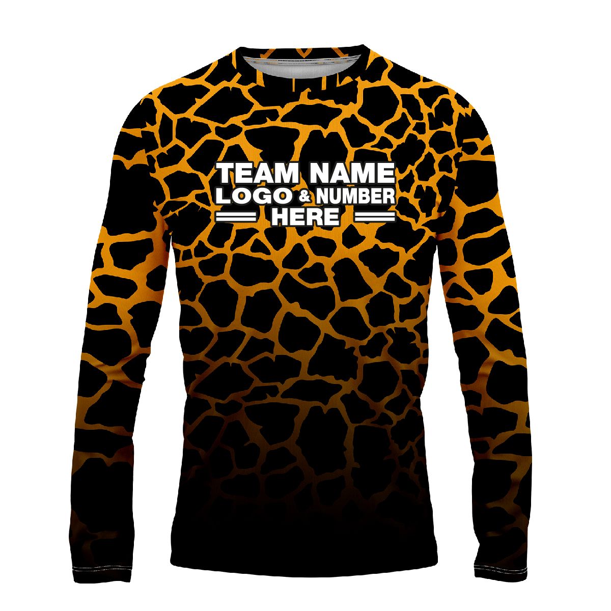 Custom Fully Sublimated Giraffe Animal Print Pattern Black Yellow Performance Long Sleeves 4656