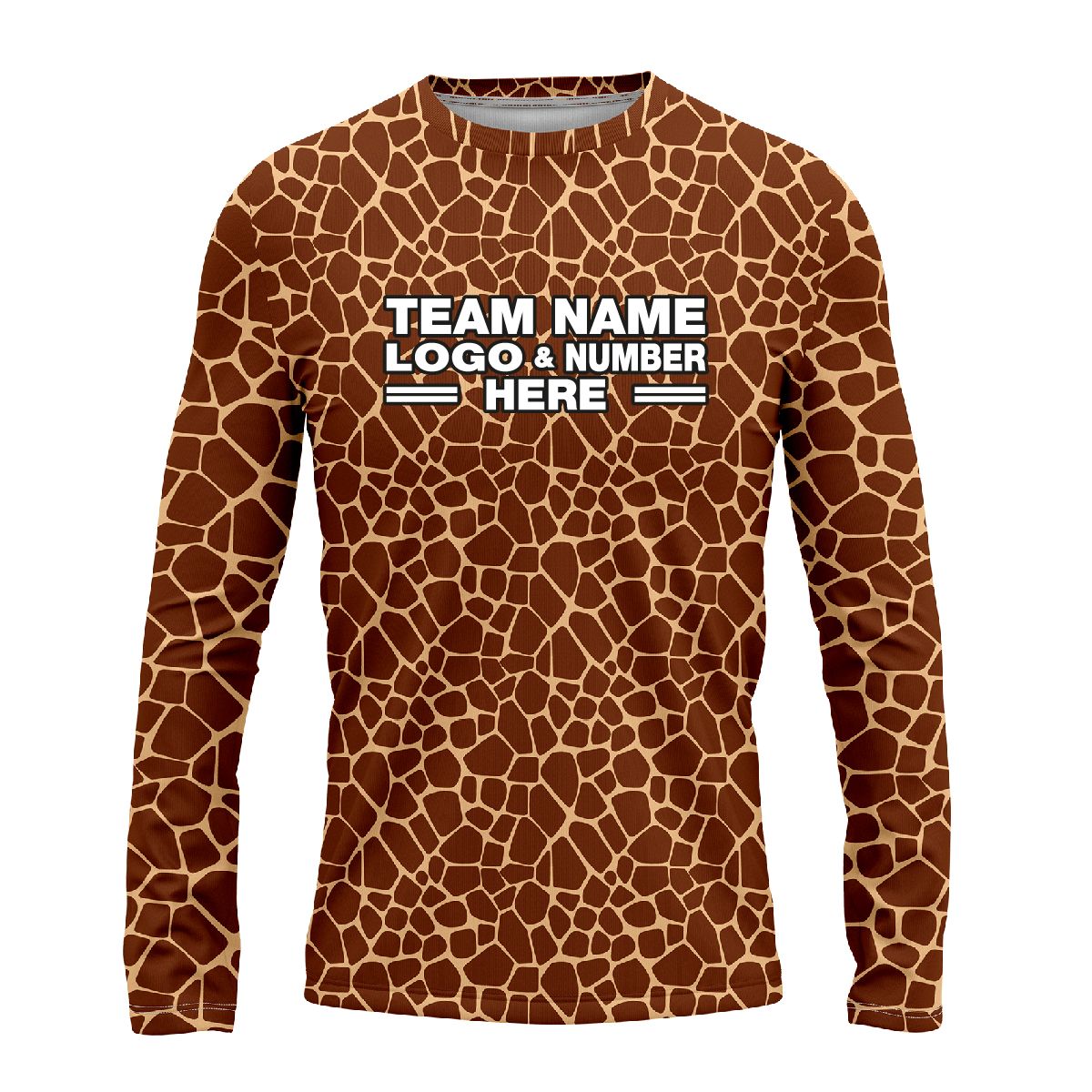 Custom Fully Sublimated Natural Giraffe Animal Print  Performance Long Sleeves 4704