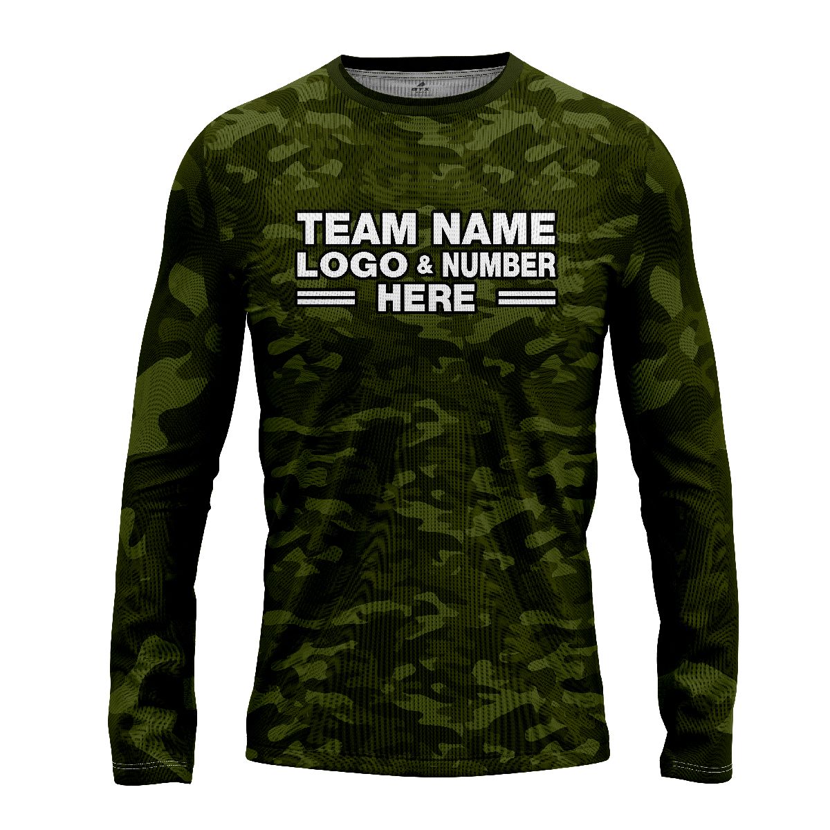 Custom Fully Sublimated Natural Camo Pattern Green Performance Long Sleeves 4728