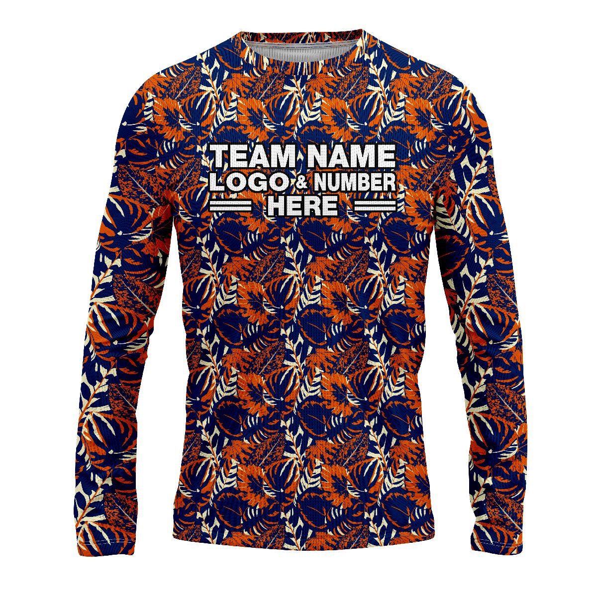 Custom Fully Sublimated Floral Pattern Blue Orange Performance Long Sleeves 4776