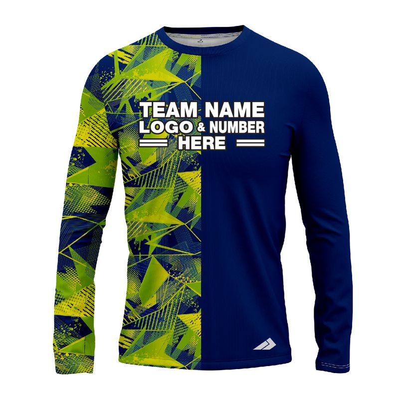 Custom Fully Sublimated Abstract Neon Pattern Green Blue Performance Long Sleeves 4896