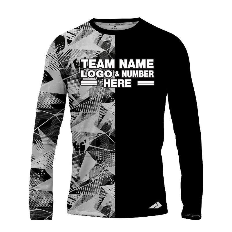 Custom Fully Sublimated Abstract Neon Pattern Black White Performance Long Sleeves 4908