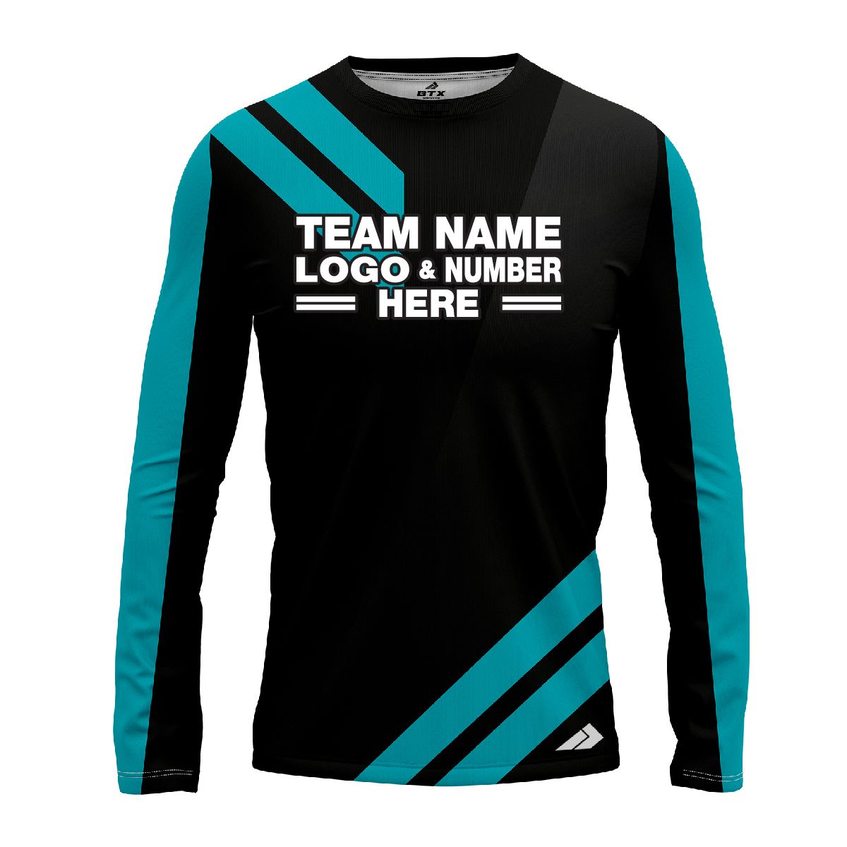 Custom Fully Sublimated Sport Neon Pattern Black Teal Performance Long Sleeves 4932
