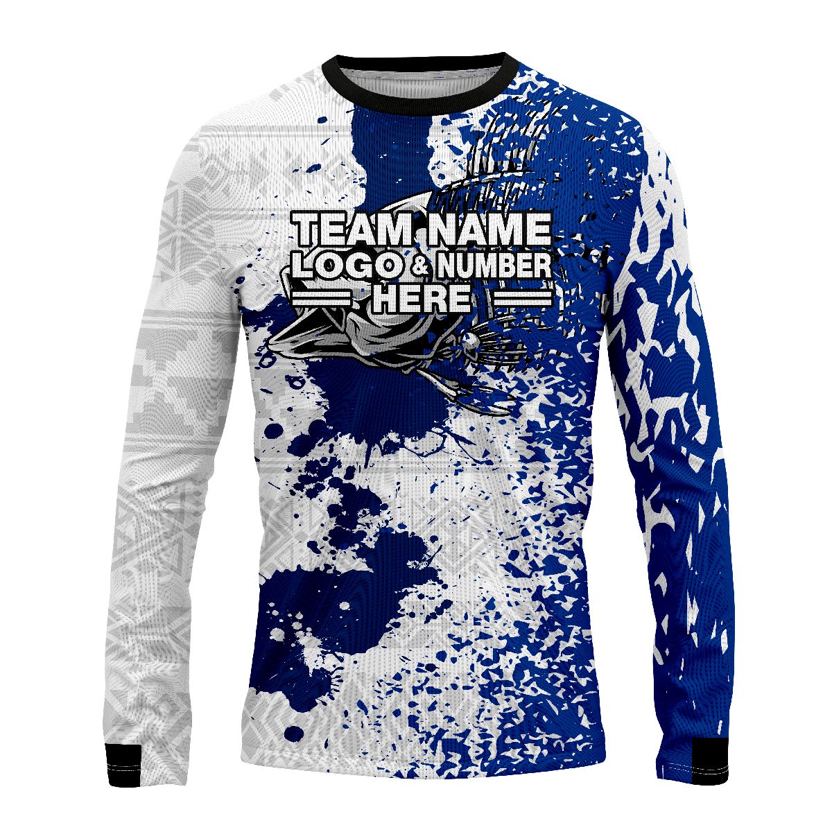 Custom Fully Sublimated Blue Splash Pattern Performance Long Sleeves 4968