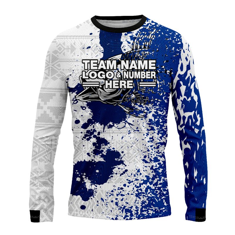Custom Fully Sublimated Blue Splash Pattern Performance Long Sleeves 4968