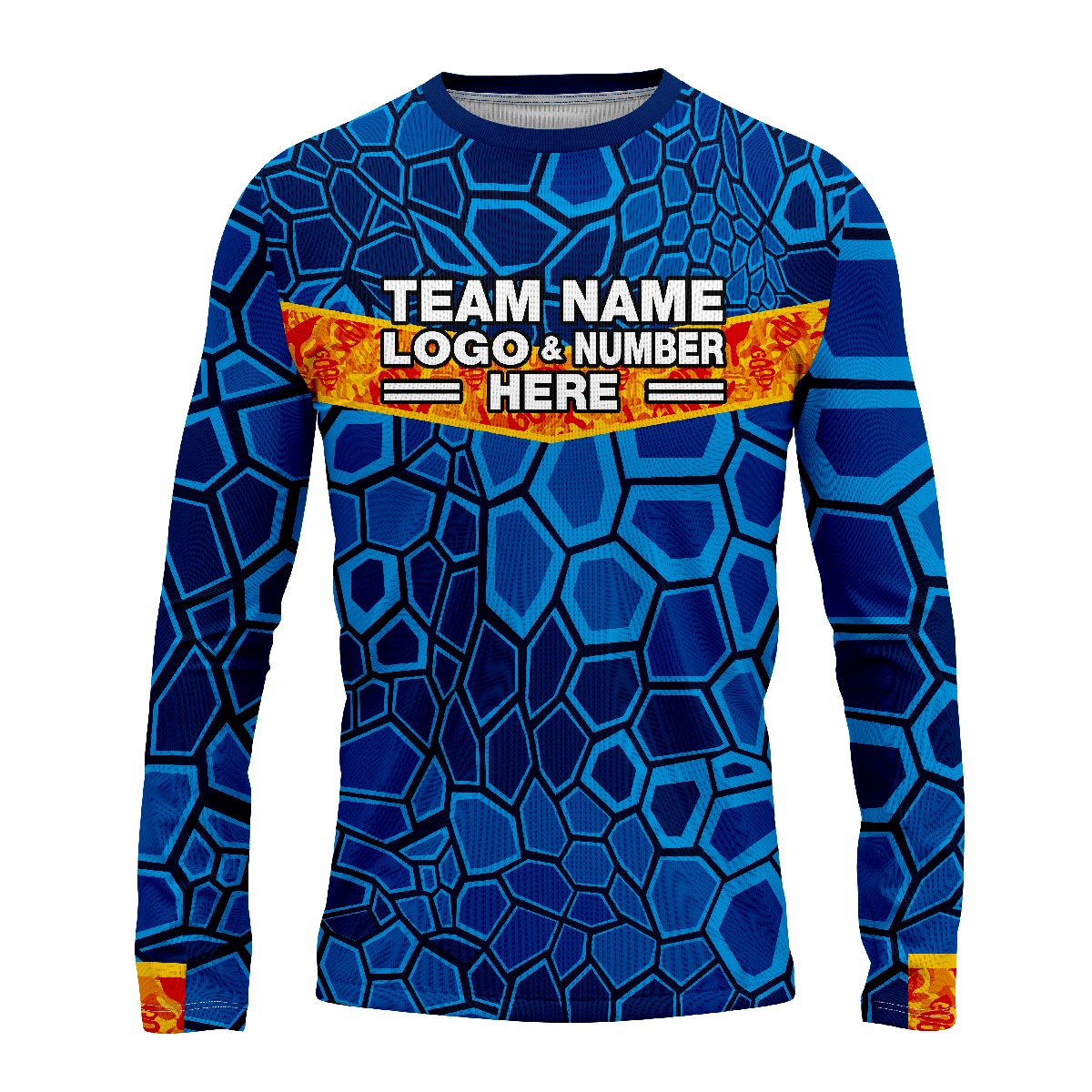 Custom Fully Sublimated Scales Fishing Pattern Blue Performance Long Sleeves 4992