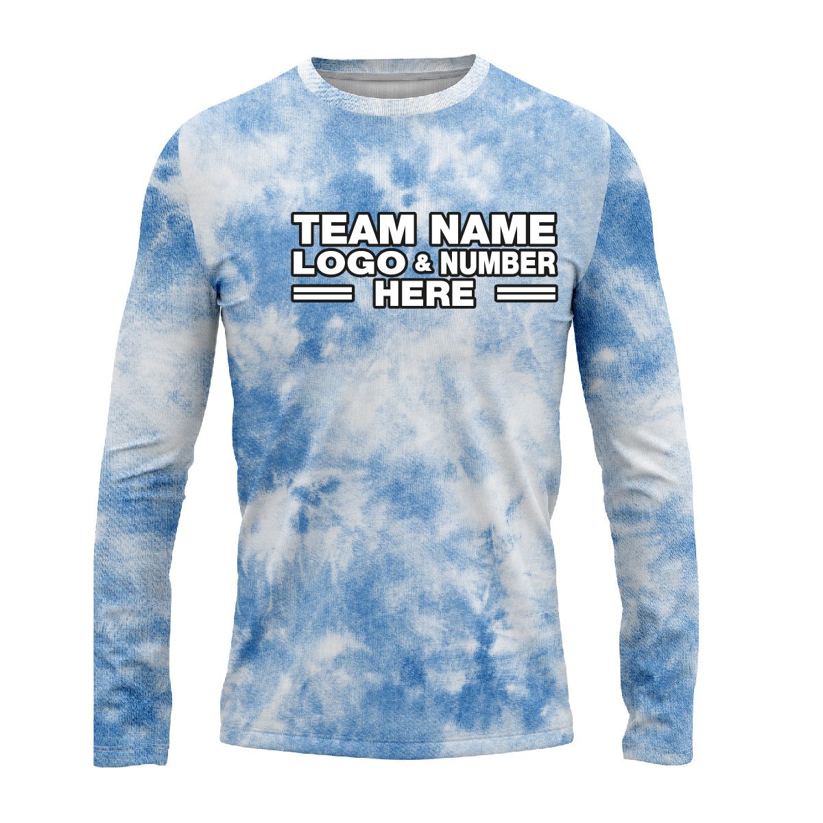 Custom Fully Sublimated Basic Tie Dye Pattern SkyBlue Performance Long Sleeves 5016