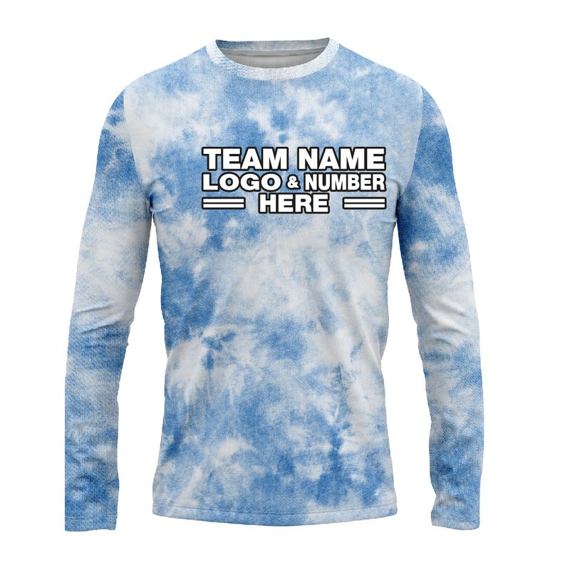 Custom Fully Sublimated Basic Tie Dye Pattern SkyBlue Performance Long Sleeves 5016