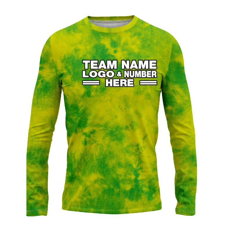 Custom Fully Sublimated Basic Tie Dye Pattern Green Performance Long Sleeves 5028