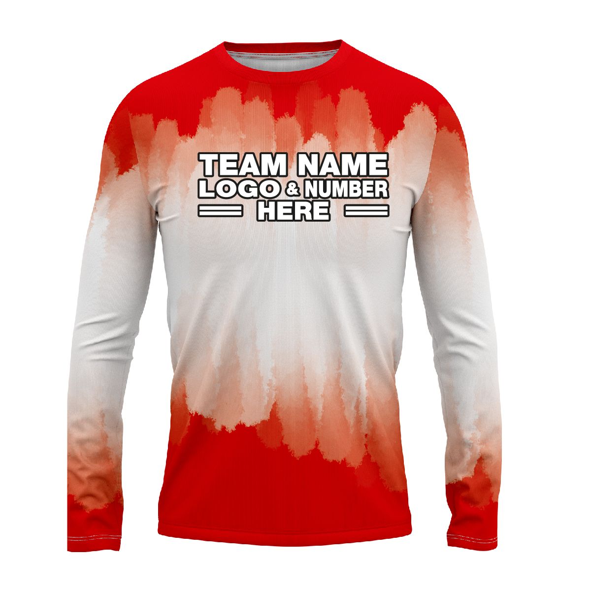 Custom Fully Sublimated Brushed Tie Dye Pattern Red White Performance Long Sleeves 5064